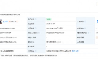 杭州甘肃农村商业银行股份公司登记成立，注册资本449亿元