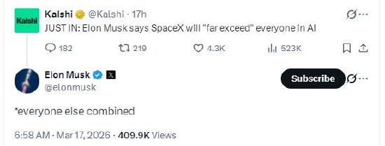 杭州马斯克称SpaceX在人工智能领域将超过所有其他公司总和